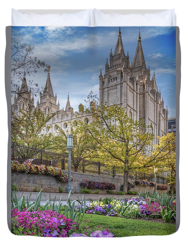 Mormon Duvet Cover featuring the photograph Temple Square Salt Lalke City utah by Douglas Pulsipher