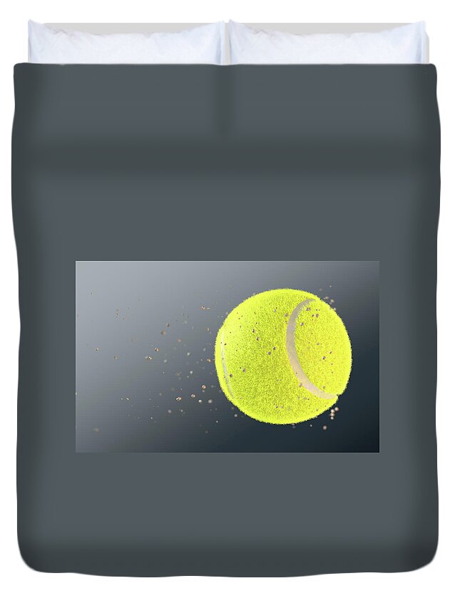 Tennis Duvet Cover featuring the digital art Tennis Ball by Allan Swart