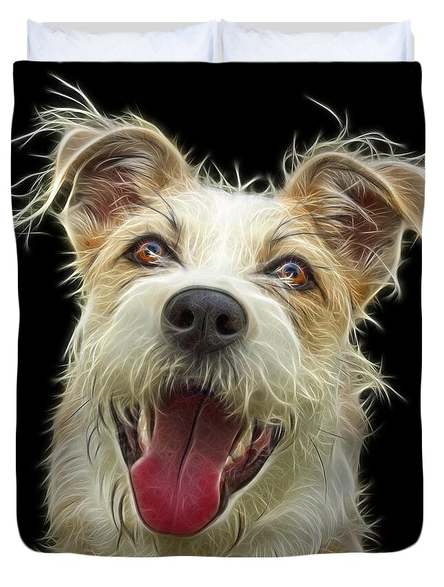 Terrier Duvet Cover featuring the painting Terrier Mix 2989 - BB by James Ahn