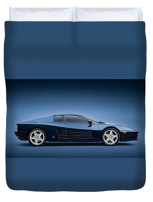  Ferrari Duvet Cover featuring the digital art Testarossa Blues by Douglas Pittman