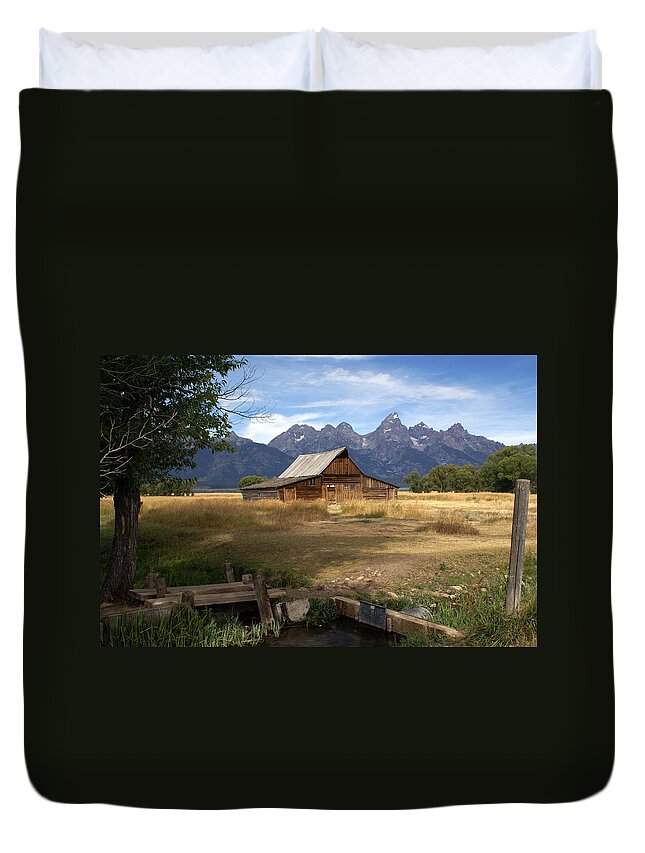 Grand Teton National Park Duvet Cover featuring the photograph Teton Barn by Marty Koch