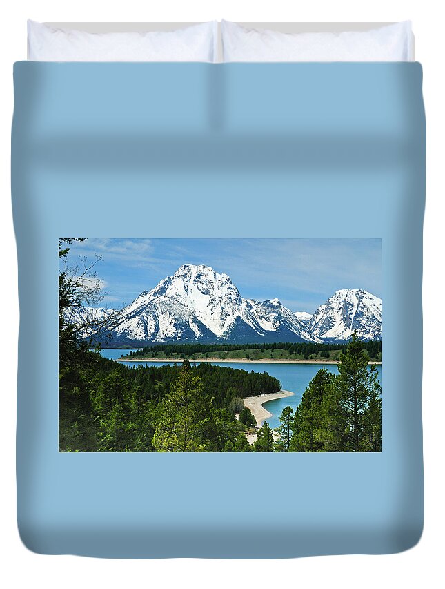 Grand Teton National Park Duvet Cover featuring the photograph Teton Spring by Greg Norrell