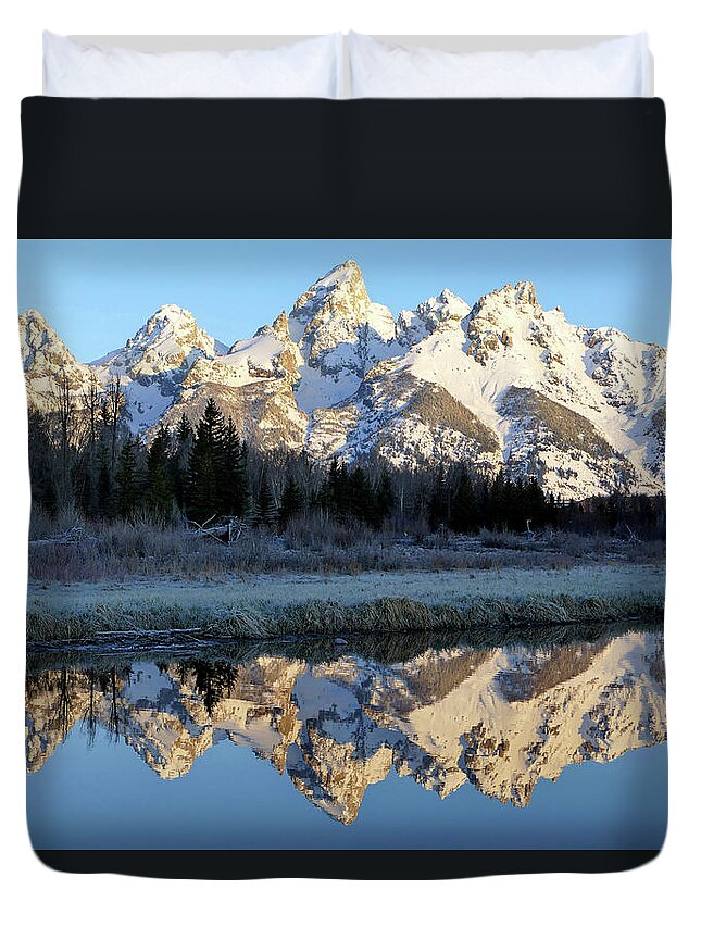 Grand Tetons Duvet Cover featuring the photograph Tetons Morn 18 by JustJeffAz Photography