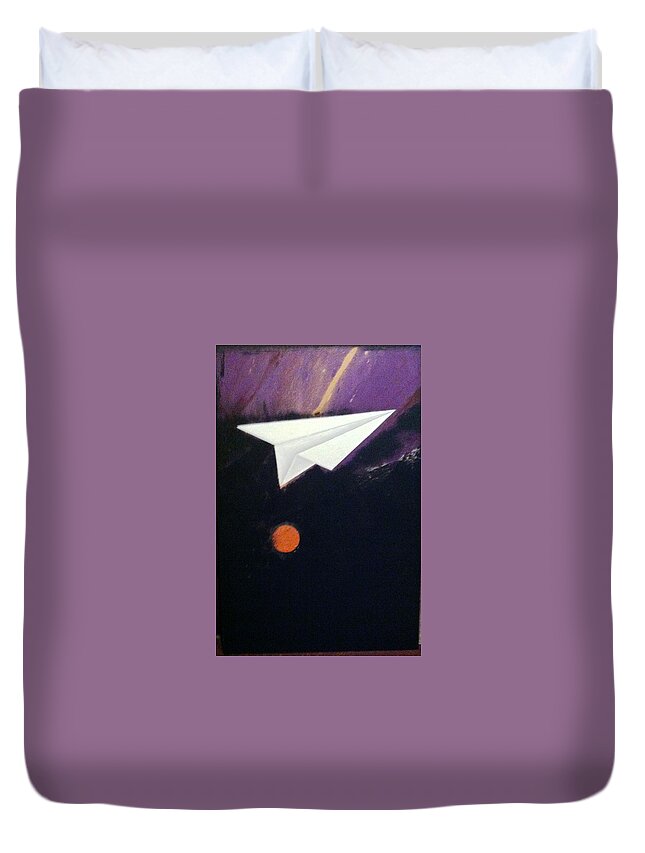 Airplane Duvet Cover featuring the painting Tetrad Moon #1 by Roxanne Green