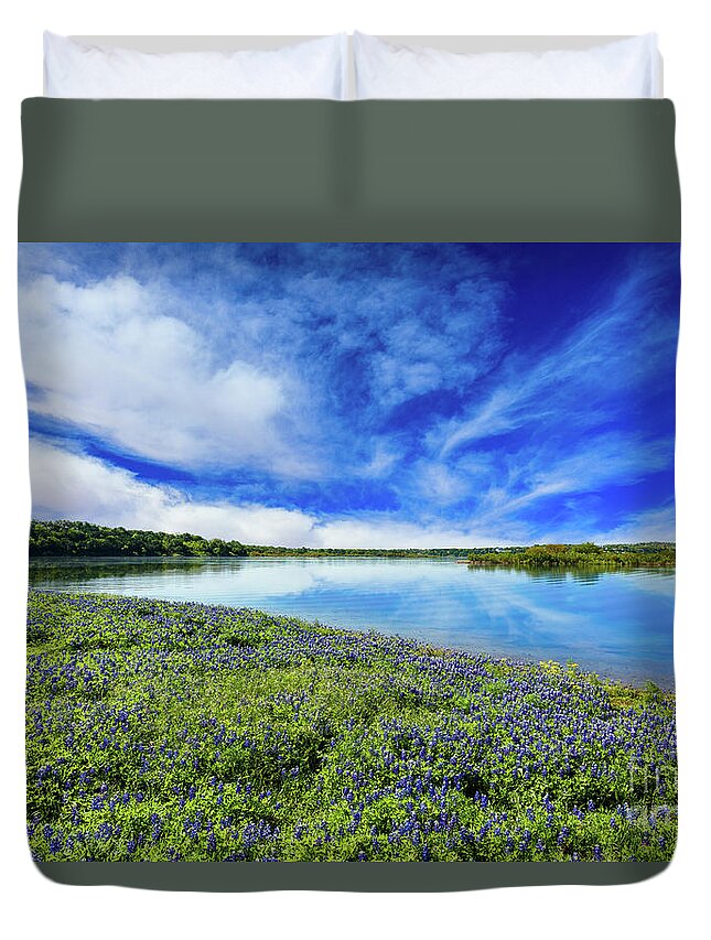 Austin Duvet Cover featuring the photograph Texas Bluebonnets by Raul Rodriguez