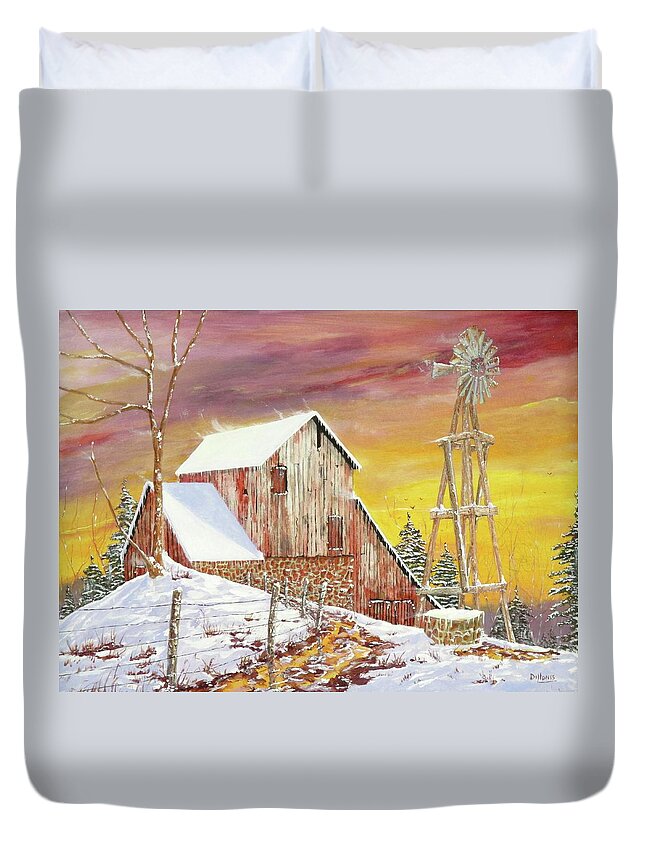 Texas Duvet Cover featuring the painting Texas Coldfront by Michael Dillon