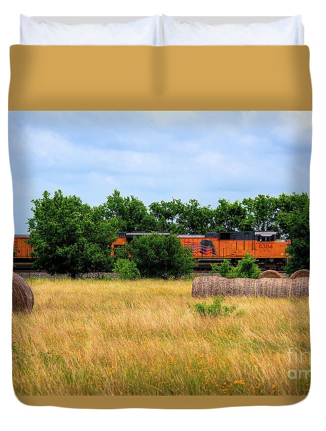 Texas Duvet Cover featuring the photograph Texas Freight Train by Kelly Wade