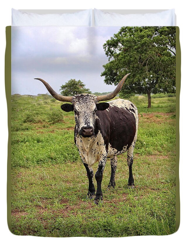 Longhorn Duvet Cover featuring the photograph Texas Longhorn by Ella Kaye Dickey
