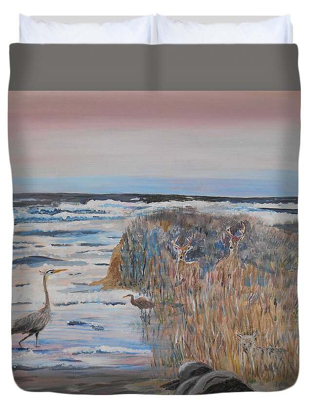 Texas Duvet Cover featuring the painting Texas - Padre Island by Christine Lathrop