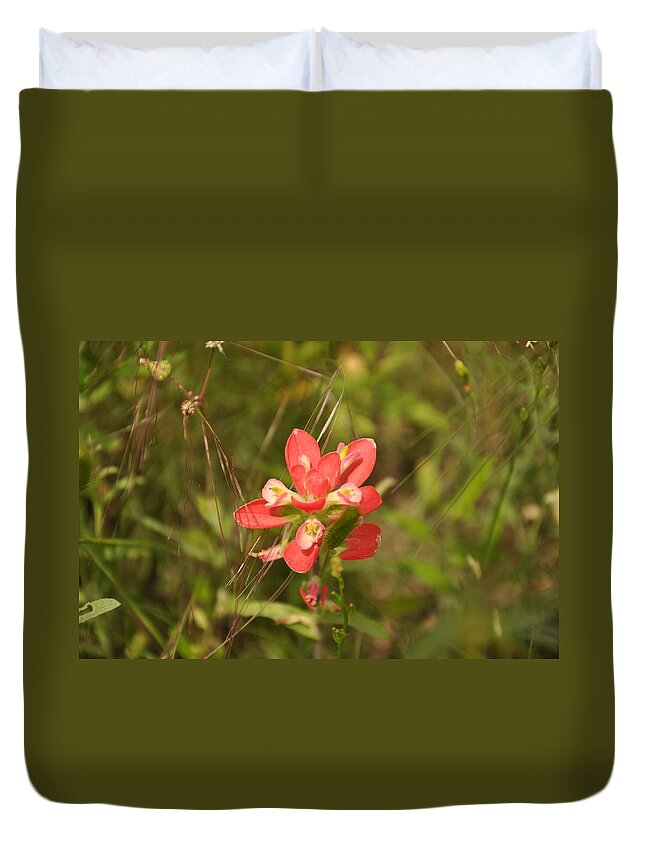 Texas Hill Country Duvet Cover featuring the photograph Texas Paintbrush by Frank Madia