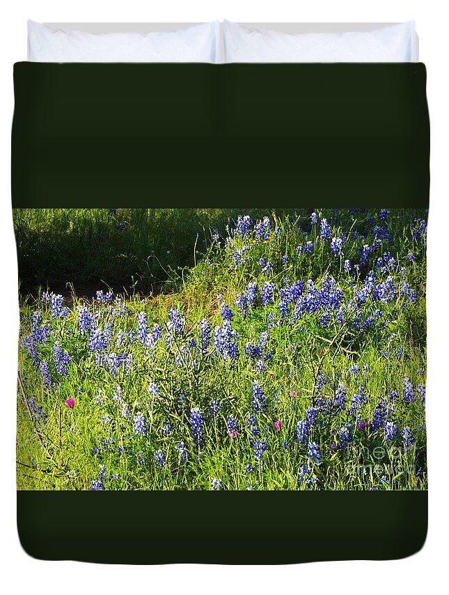 Nature Duvet Cover featuring the photograph Texas State Wildflower in Spring by Linda Phelps