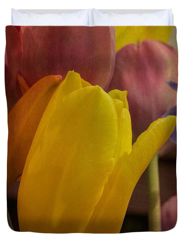 Flower Duvet Cover featuring the photograph Textured Tulips by Arlene Carmel
