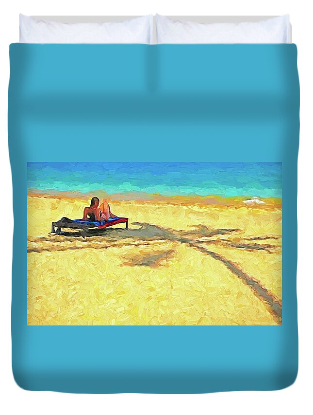 Gulf Of Thailand Duvet Cover featuring the photograph Thai Beach Sunbather by Dennis Cox