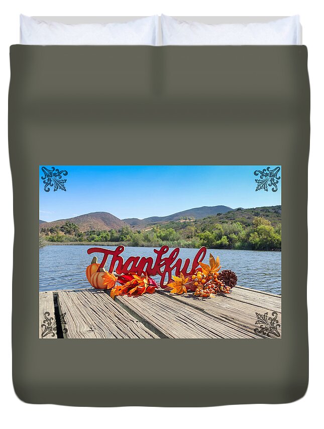 Thankful Duvet Cover featuring the photograph Thankful by Alison Frank