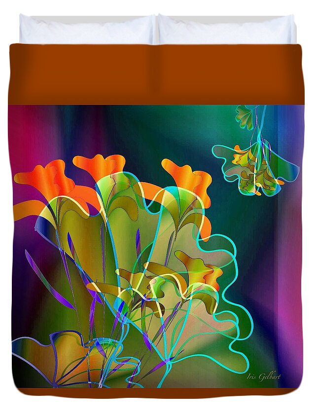 Flowers Duvet Cover featuring the digital art Thanksgiving Bouquet by Iris Gelbart