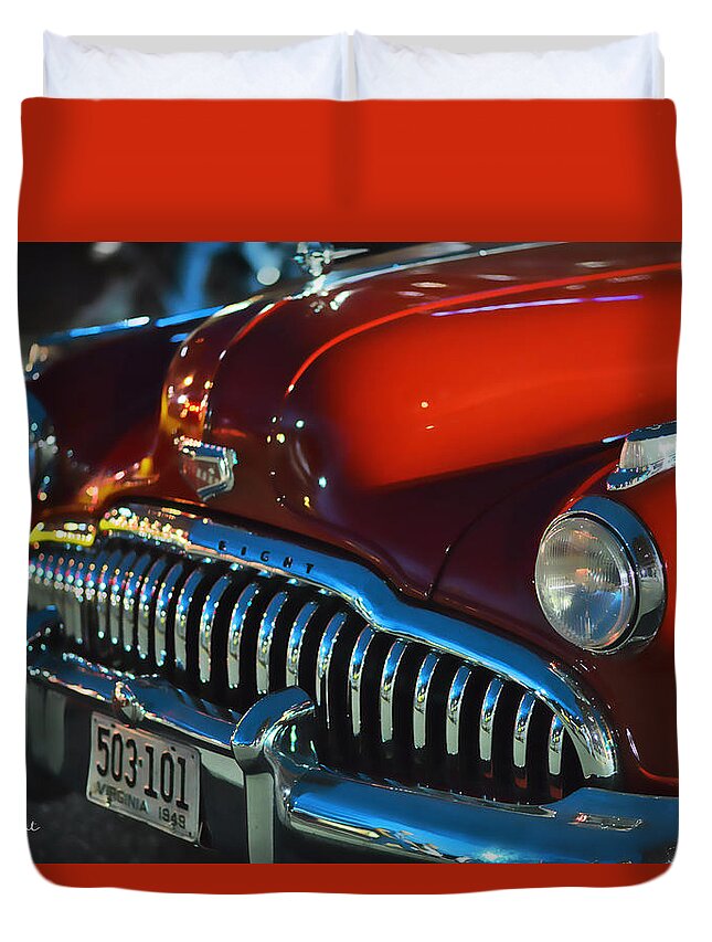 Car Duvet Cover featuring the photograph That Grill by Lisa Lambert-Shank