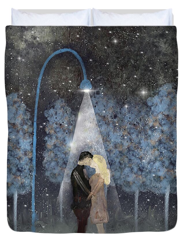 Love Duvet Cover featuring the painting That Magic Moment by Bri Buckley