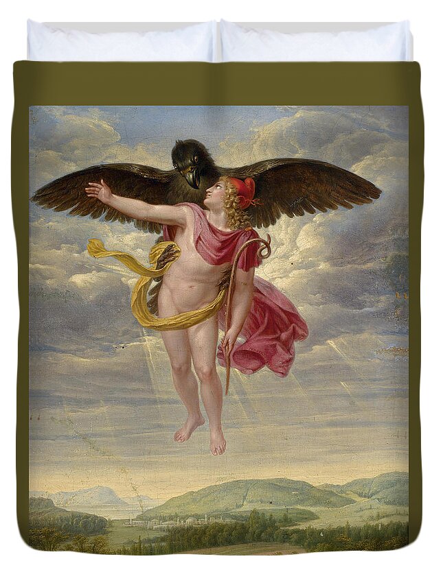 Sigmund Ferdinand Von Perger Duvet Cover featuring the painting The Abduction of Ganymede by Sigmund Ferdinand von Perger