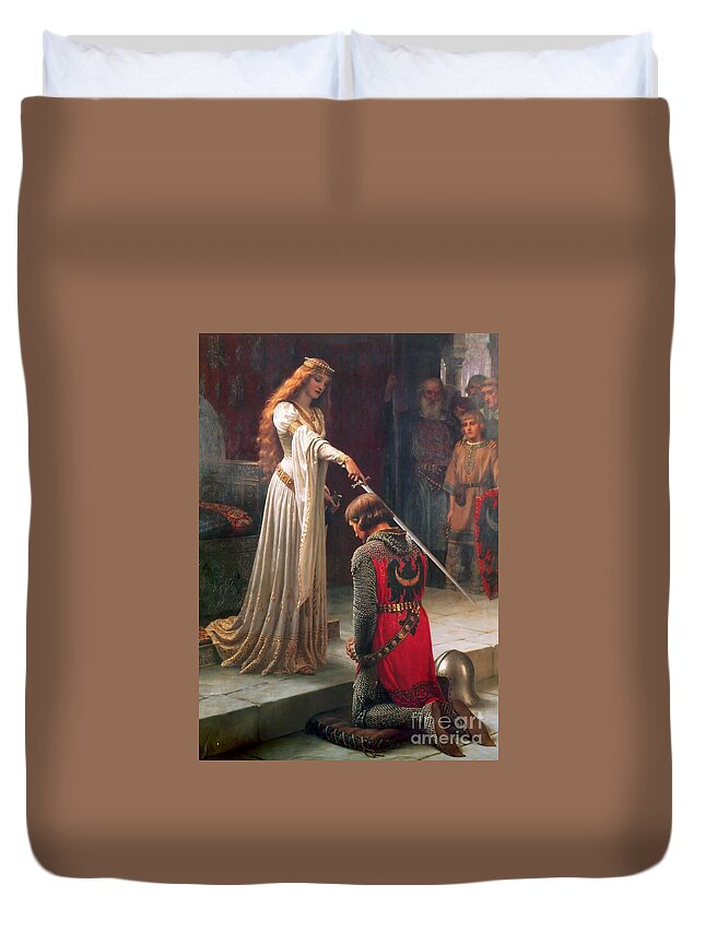 Edmund Blair Leighton Duvet Cover featuring the painting The Accolade by MotionAge Designs