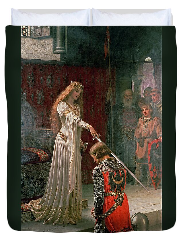 The Duvet Cover featuring the painting The Accolade by Edmund Blair Leighton