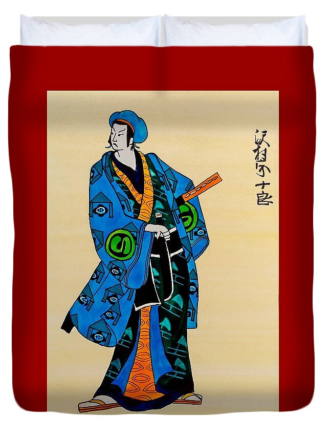 Samurai Duvet Cover featuring the painting The Age of the Samurai 03 by Dora Hathazi Mendes