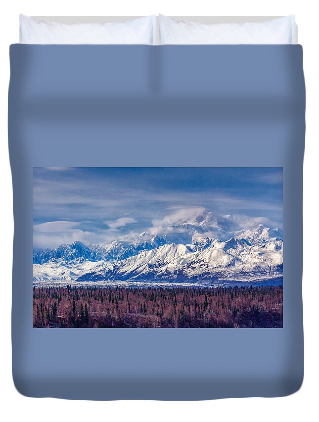  Duvet Cover featuring the photograph The Alaska Range at Mount McKinley Alaska by Michael W Rogers