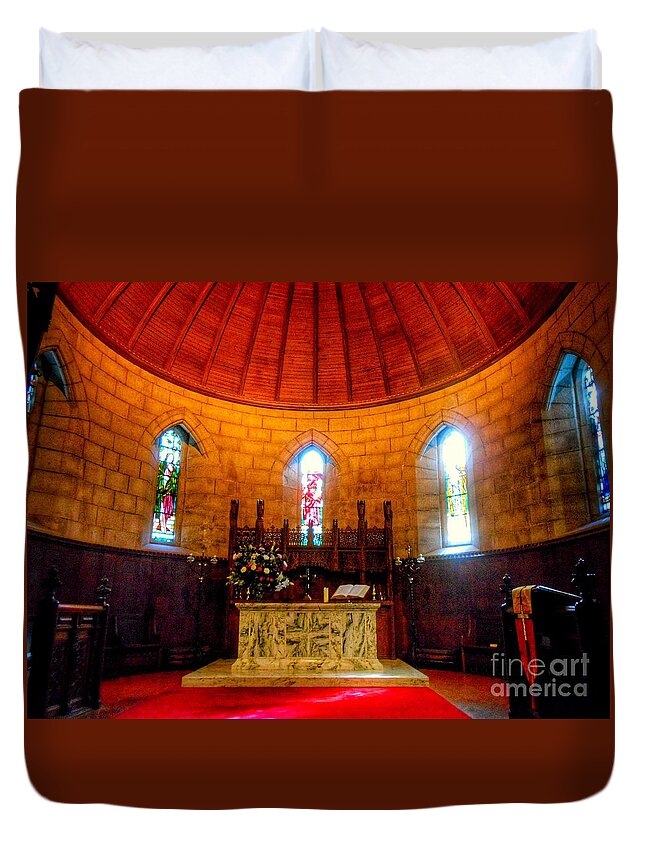 Crathie Church Duvet Cover featuring the photograph The Alter at Crathie Church by Joan-Violet Stretch