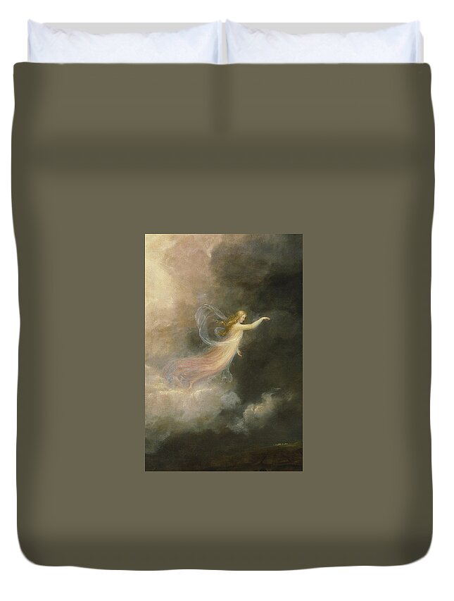 Thomas Cole Duvet Cover featuring the painting The Angel Appearing To The Shepherds by MotionAge Designs