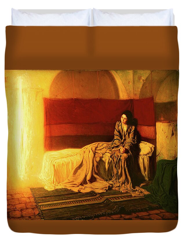 Henry Ossawa Tanner Duvet Cover featuring the painting The Annunciation by Henry Ossawa Tanner