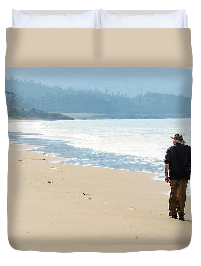 Marion Bay Duvet Cover featuring the photograph The Beach Lover by Anthony Davey