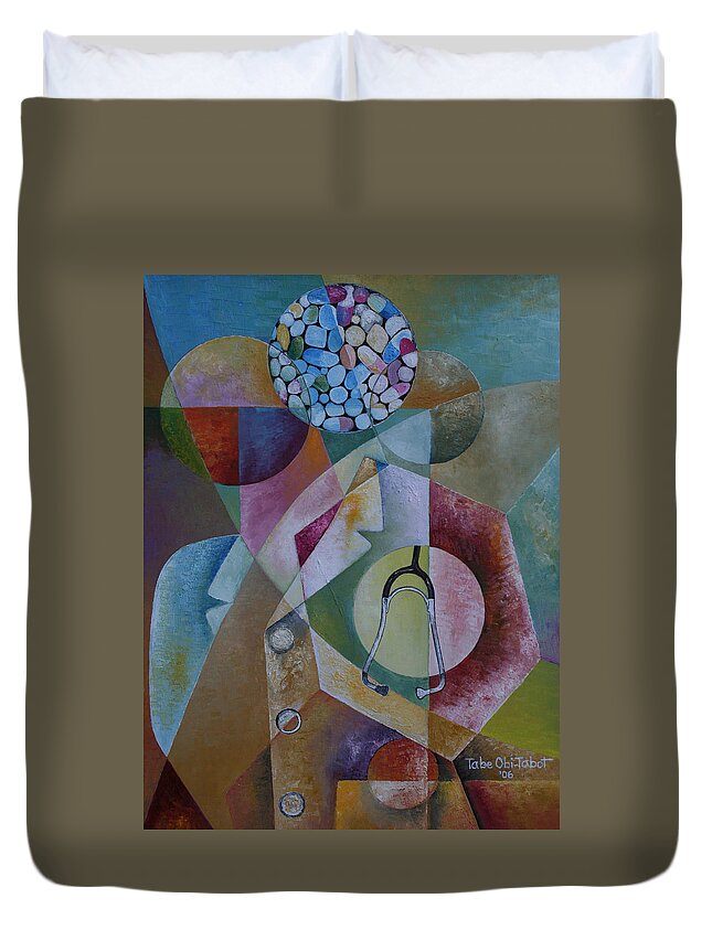 The Art Of Pharmacotherapy Duvet Cover featuring the painting The Art of Pharmacotherapy by Obi-Tabot Tabe