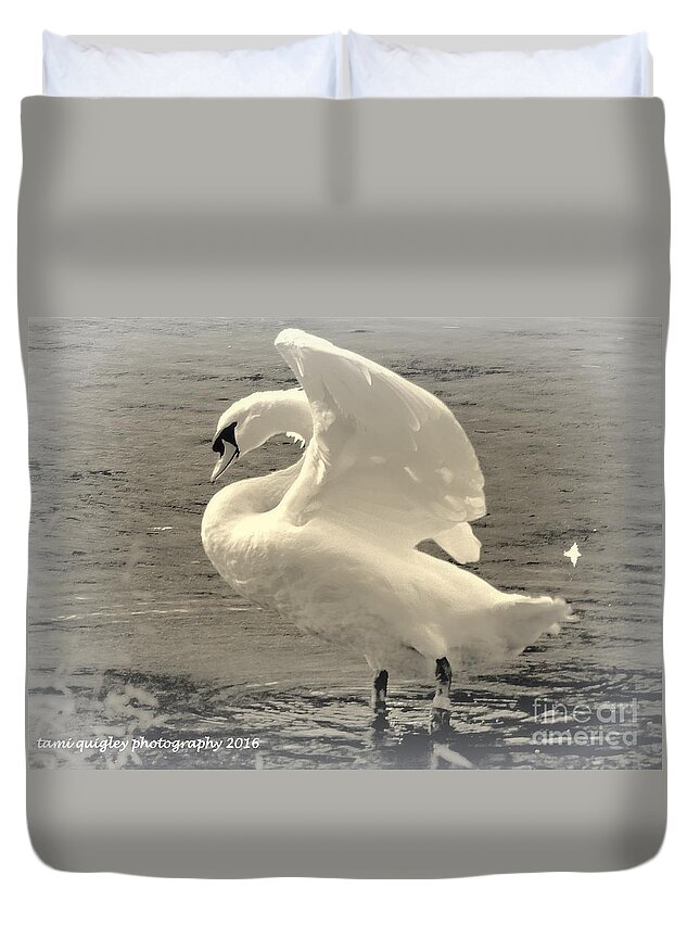 Swan Duvet Cover featuring the photograph The Art Of The Swan by Tami Quigley
