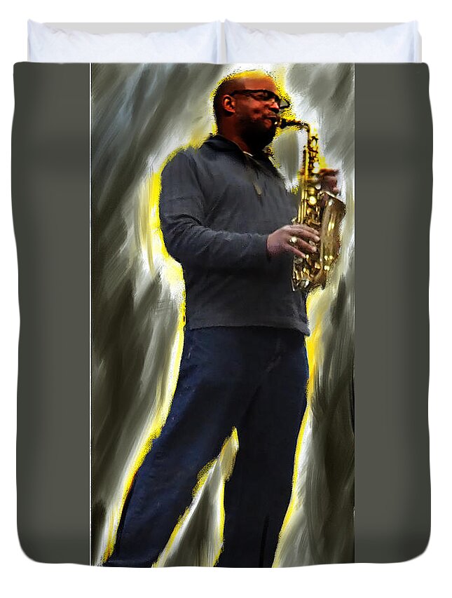Jazz Duvet Cover featuring the photograph The Artist's Other by Leon deVose