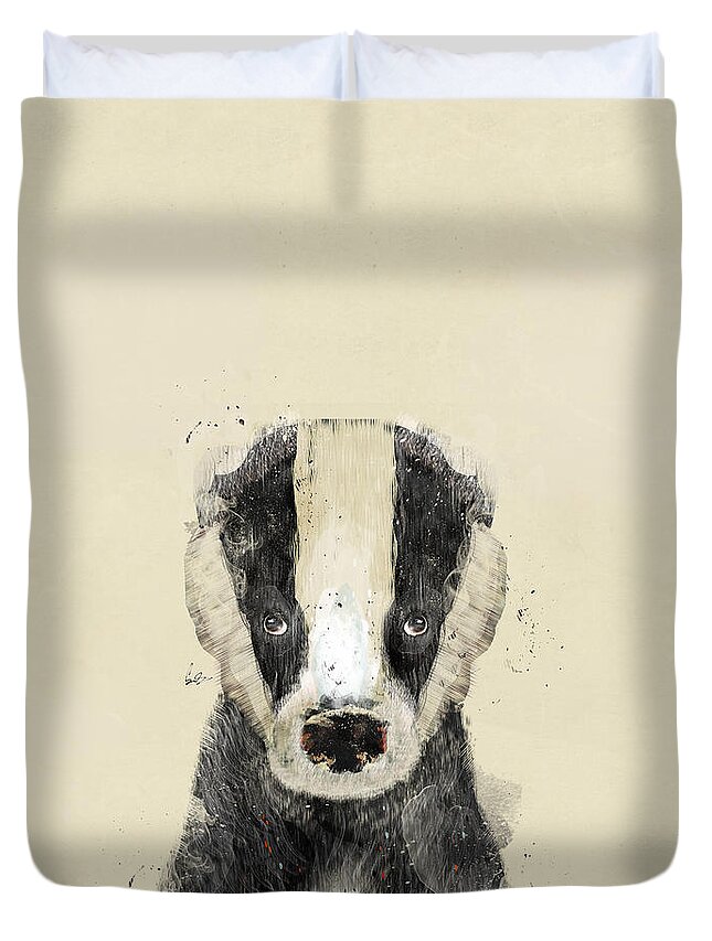 Badger Duvet Cover featuring the painting The Badger by Bri Buckley