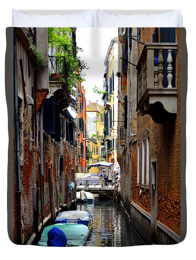 Venice Duvet Cover featuring the photograph The Balcony by Richard Ortolano