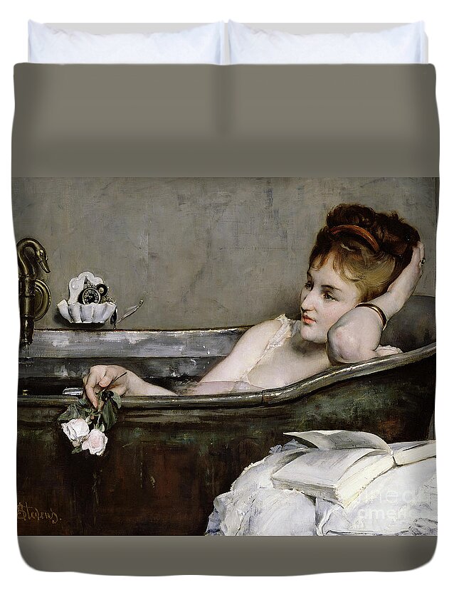 Alfred George Stevens Duvet Cover featuring the painting The Bath by Alfred George Stevens
