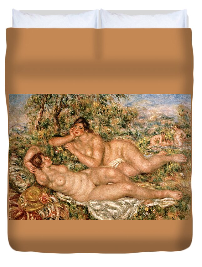 The Duvet Cover featuring the painting The Bathers by Pierre Auguste Renoir