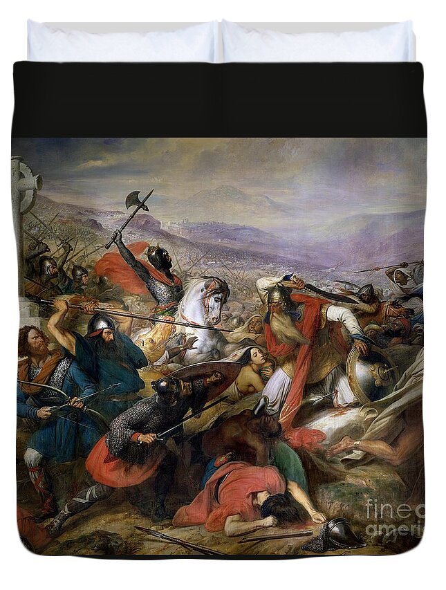 Poitiers Duvet Cover featuring the painting The Battle of Poitiers by Charles Auguste Steuben
