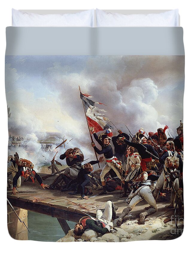 Battle Duvet Cover featuring the painting The Battle of Pont d'Arcole by Emile Jean Horace Vernet