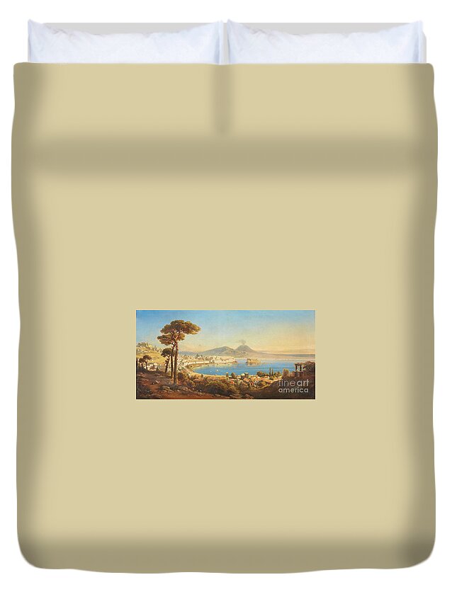 Gustav Zick Duvet Cover featuring the painting The Bay of Naples by MotionAge Designs