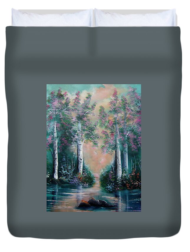 Landscape Duvet Cover featuring the painting The Beauty of Nature by Debra Campbell