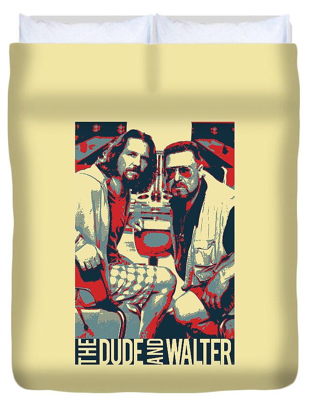 'cinema Treasures' Collection By Serge Averbukh Duvet Cover featuring the digital art The Big Lebowski Revisited - The Dude and Walter by Serge Averbukh