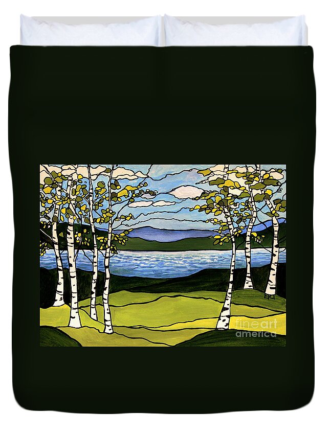 Birch Trees Duvet Cover featuring the painting The Birches by Elizabeth Robinette Tyndall
