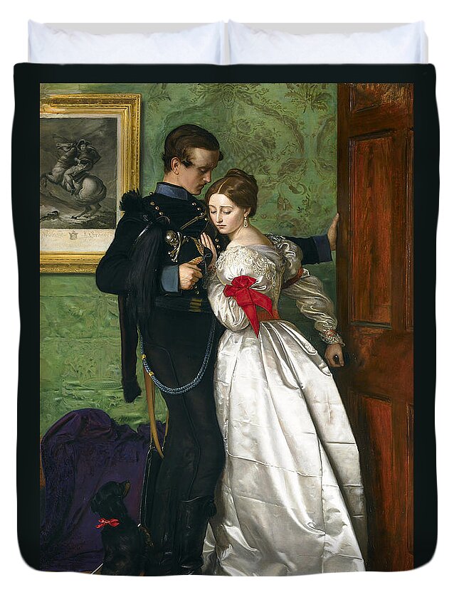 The Black Brunswicker Duvet Cover featuring the painting The Black Brunswicker by John Everett Millais