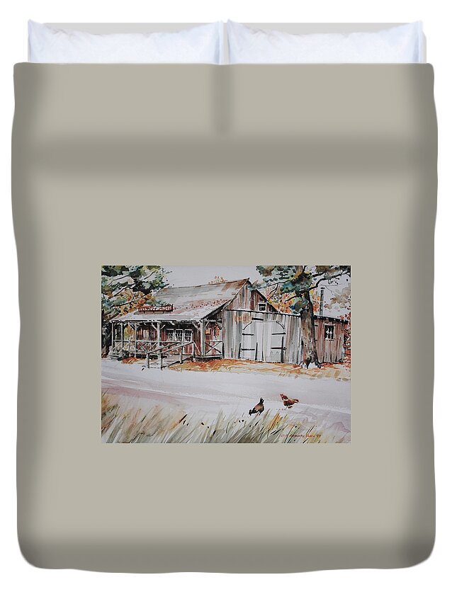 Barn Duvet Cover featuring the painting The Blacksmith Shoppe by P Anthony Visco