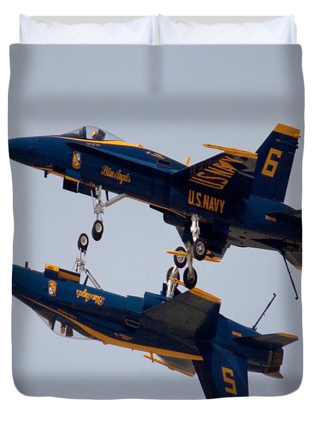 Blue Angels Duvet Cover featuring the photograph The Blue Angels Flying Over the Another by Ivete Basso Photography