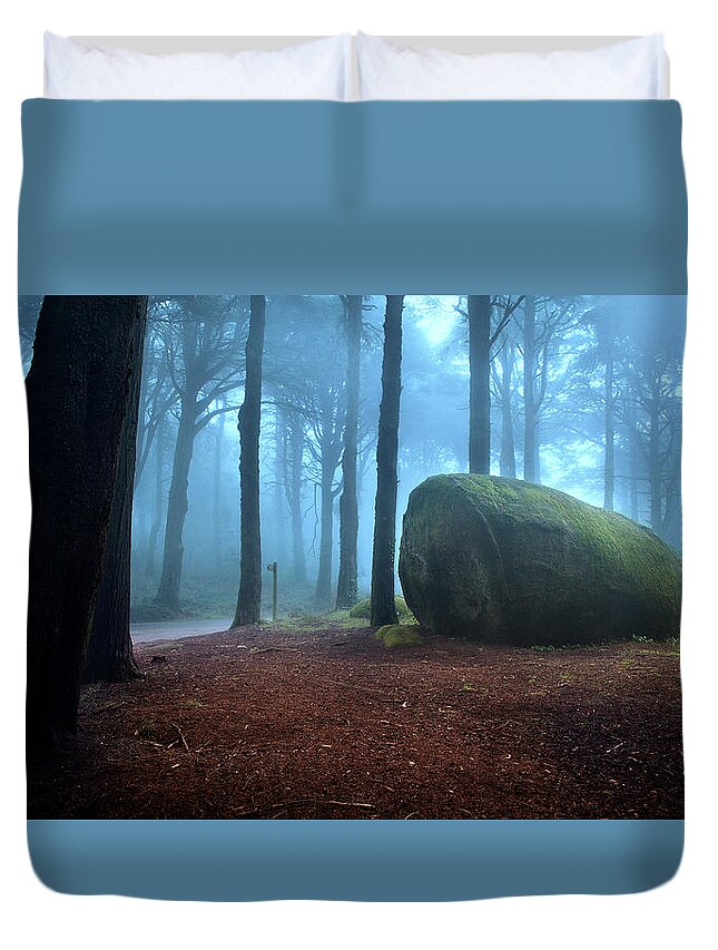 Sintra Duvet Cover featuring the photograph The blue forest by Jorge Maia