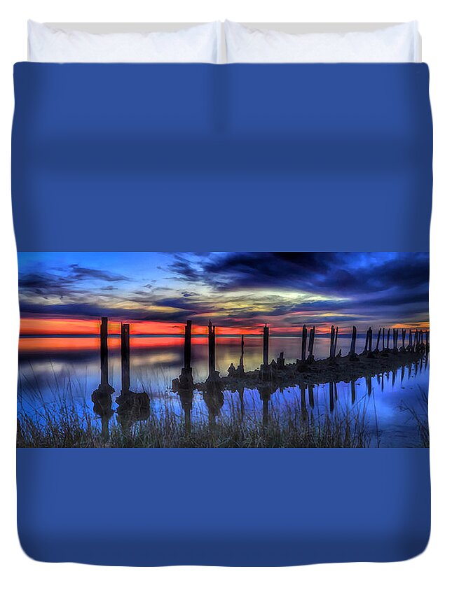 St. Marks National Wildlife Refuge Duvet Cover featuring the photograph The Blue Hour Comes to St. Marks #2 by Don Mercer