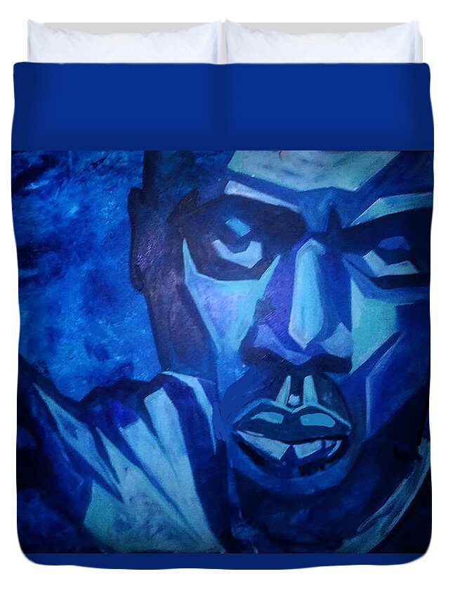 Jayz Blue Blueprint Acrylic Hip Hop Duvet Cover featuring the painting The Blueprint by Femme Blaicasso