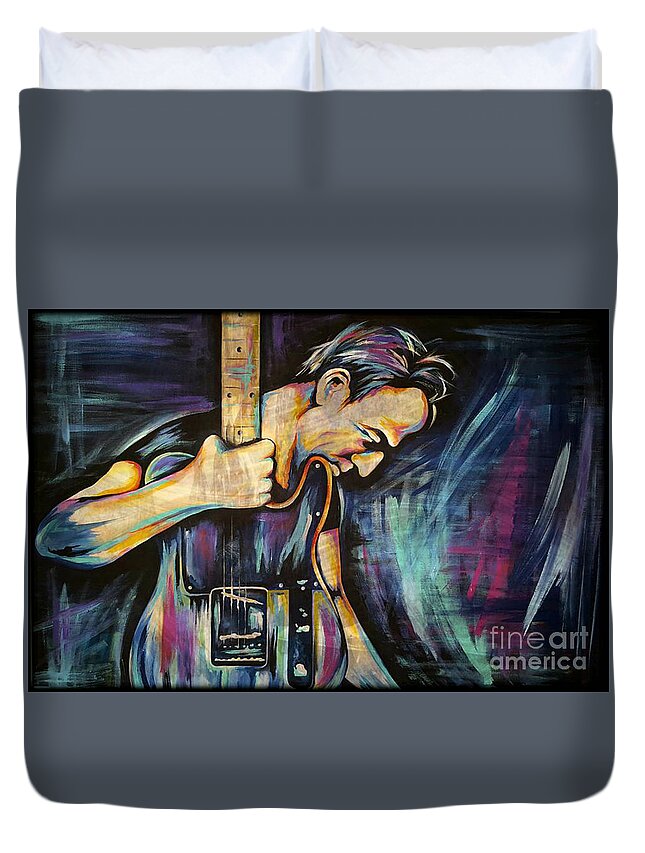 The Boss Duvet Cover featuring the painting The Boss Bruce Springsteen by Amy Belonio